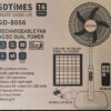 Ventilador Gd-8056 Recargable Solar 16 Pulgadas Luz Led Usb